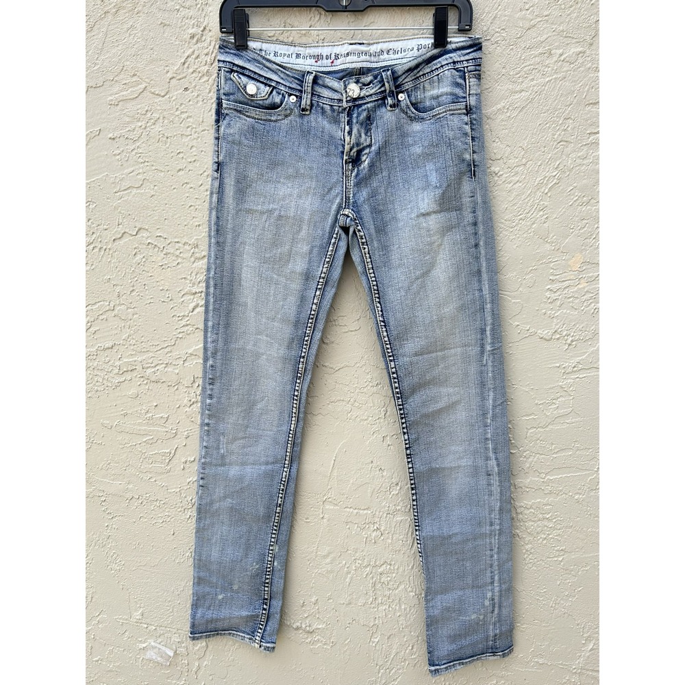 Pepe Jeans London Light Wash Straight Leg Denim Blue Embroidered Pockets